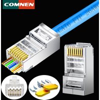COMNEN RJ45 Cat5/6/6A Pass Through Connectors Modular Plug , EZ to Crimp Modular Plug for Solid Or Stranded UTP Network Cable