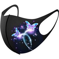 On the new ice silk screen printing Hua Hudie masks washable black stereo masks for men and women hanging ear folding masks.