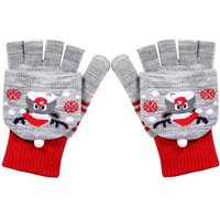 AliExpress NONE Red Christmas Fingerless Flip Gloves for Women Elk Christmas Tree Printed Holiday Atmosphere Warm Knitted Glove Student Supplies