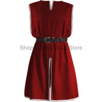 Medieval Tunic Viking Norman Warriors Costume Halloween Men's Larp Outfit Long Shirt Tops Sleeveless Vest Coat For Adult M-XXXL