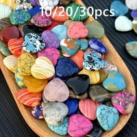 DIXSG 10/20/30PCS Heart Shape LOVE 20MM Natural Crystal Amethyst Agate Irregular Mineral Healing Stone Gravel Home Decoration