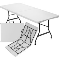 Gartentisch, faltbar, 183 x 76 cm, Tragegriff, Kunststoff, 8 Personen, Buffettisch, Camping, klappbar, Weiß