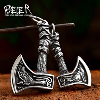 BEIER Stainless Steel Norse Viking Tomahawk Pendant necklace amulet pendant North Necklace Jewelry BP8-587
