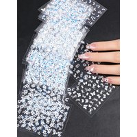 30 pieces of blue and white flower nail stickers white flower nail stickers 3D three-dimensional self-adhesive cute butterfly fl