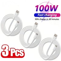 3PCS 6A 100W Type C Super Fast Charging Cable Data Cord For Samsung Huawei Xiaomi Redmi Quick Charing USB C Cables