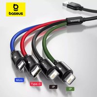 Baseus 3 in 1 USB Cable Type C Cable for Samsung S20 Xiaomi Mi 9 Cable for iPhone 12 X 11 Pro Max Huawei Charger Micro USB Cable