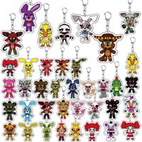 Anime Game Midnight Keychains Horror Game Foxy Chica Double Sided Cartoon Pendants Key Chains Collection Accessories Gifts