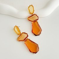 Vintage Gemstones Resin Dangle Earrings Irregular Shape Elegant Geometric Earrings Sweet Resin Alloy Oval Earrings