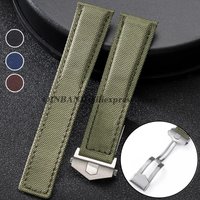 22mm 24mm for Tag Heuer for Citizen for Seiko Butterfly Clasp Nylon Leather Watch Band Straps Canvas Cowhide Bracelets Wristbelt