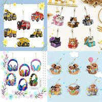 6 DIY Diamond Painting Keychains per Set - Animal Theme, Suitable for Beginners, Diamond Set Craft Supplies, Exquisite Gifts for