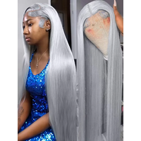 13x6 Straight Grey Lace Front Wig Human Hair Pre Plucked Remy Brazilian Silver Gray Lace Frontal Wig Body Wave Human Hair Wigs