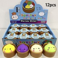 12pcs Colorful Soft Squishy Simulated Smiling Face Steamer Ornament Stress Relief Bun Shape Hand Relaxation Gift For Kid Adult