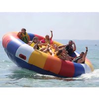 Inflatable Disco Boat for 6 Person 10x10FT PVC Material Inflatable Water Spinning UFO Towable River Disco Boat Tube