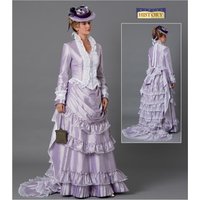 19th Century Victorian Dress Vintage Victorian Edwardian Period Women Purple Bustle Ball Gown Queen Princess Walking Dress Suit