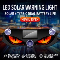 1pc Expression Demon's Eye LED Light Car Eyes Cute Solar-powered Car Light Dynamic Big Eye Light Car Atmosphere Light