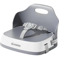 Portable booster seat for children to eat, travel high chair with 3-point harness and 2 adjustable straps, washable