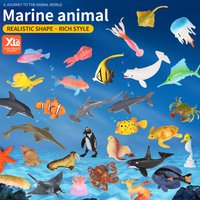 Mini Ocean Marine Animal Set - Dolphin Shark Turtle Action Figures Educational Aquarium Models for Kids Sea Life Cognition Toy