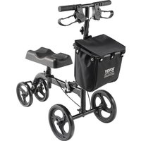 SucceBuy Zusammenklappbarer Knieroller aus Kohlenstoffstahl, lenkbarer Knieroller mit höhenverstellbarem Lenker, All-Terrain-Roller mit massiven Rädern
