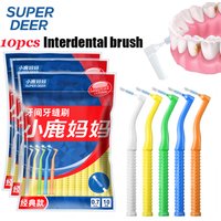 Super Deer 10Pcs/Bag L-Shape Interdental Brush For Dental Orthodontic Push-Pull Cleaning Brush Between Teeth Oral Hygiene Care