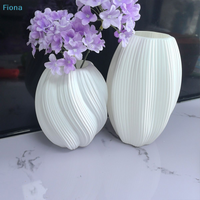 ✔White Textured Plastic Vase,Modern Ribbed & Twisted Flower Vases for Home Decor & Table Centerpieces