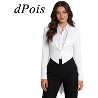 Womens Tailcoat Blazer Vintage Swallowtail Jacket Lapel Tuxedo Coat Outerwear for Nightclub Cocktails Waitress Cosplay Costume