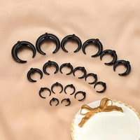 18Pcs Acrylic Septum Pincher Tapers C Shape Buffalo Ear Taper Kit Stretching Expander Rings for Nose Ear Gauges Black