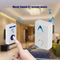 LED Wireless Household Doorbell Volume Adjustable Store Doorbell Remote Control Battery Powered Portable 32 Tune Songs