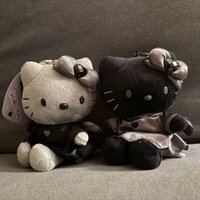 Cartoon sitting Hello Kitty black angel Plush Toys Pendant kawaii sanrio Kitty Plushies Dolls Soft Stuffed Animals Toys keyring