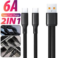 1.2m Y Splitter Fast Charging Cable 2 in 1 Type C Micro USB 5A Data Cord for Samsung Huawei Xiaomi Redmi Wire Sync