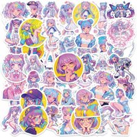 50-Pack Y2K Cute Cartoon Pink Girl Graffiti Stickers Waterproof Decals for Guitar Helmet Skateboard Notebook Student Stationery