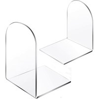Acrylic Book Ends for Book Shelves Bookends Non-Skid Book End Clear Bookends for School Library and Desktop Organizer