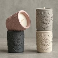 Boowan Nicole Flower Candle Jar Gypsum Mold Reusable Candle Refill Mold DIY Candle Vessel Molds for Concrete and Cenemt