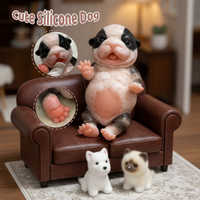 17cm Mini Silicone Dog Doll Can Open Mouth 3D Painted Soft Touch Feeling Cute Bebe Reborn Dog Doll For Youngster's Gift