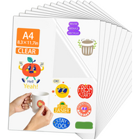 10/20 Sheets A4 Clear Non-Waterproof Vinyl Sticker Sheets 8.3 x 11.7 inch Self-adhesive Paper Compatible with Inkjet Printers