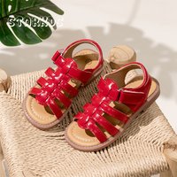 Elegant Brand Design Strap Sandals Kids Girls Flat Belt Buckle Sandalias Baby Child Summer Leather Gladiator Shoes In Red White