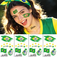 6 Sheets Brazil Flag Temporary Tattoos Football Sports Face Stickers For Fans Gathering Festival Party Competition Decor