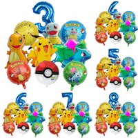 10pcs Cartoon Pokemon Pikachu Themed Aluminum Foil Balloons - Ideal for Charmander Squirtle Bulbasaur Birthday Party Supplies!