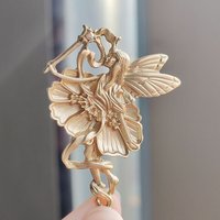 INS Style Vintage Matte Golden Lucky Goddess Brooches For Women Trendy Magic Fairy Pin Jewelry Girls Gift Party Office Accessory