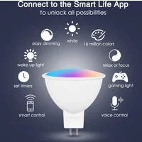 Work With Tuya MR16 WiFi Smart Bulbs 5W RGBCW Dimmable Lamps App/Voice/Remote Control Lightbulb Work With Alexa Google Home