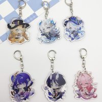 1Pc Anime Game Genshin Impact CuteFurina Neuvillette Girl Boy Keyring Backpacks Car Keychain Accessories Men Acrylic Keyring