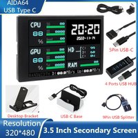 3.5 Inch USB Type-C IPS Secondary Screen AIDA64 for Mini Computer LCD CPU RAM GPU Monitor USB Display Sub-Screen