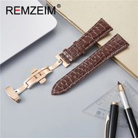 Business Crocodile Pattern PU Leather Watchband 18mm 20mm 22mm 24mm with Butterfly Buckle Casual Men Wristband