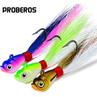 PROBEORS 1pc Metal hard bait with feathers,5 colors 7g 14g 28g 42g 56g Jig Head Hooks For Soft Bait,Outdoor Fishing Tackle