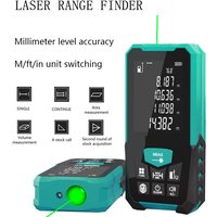 Laser Rangefinder, Green laser source, Multiple Measurement Modes, M/FT/IN Unit Switching, Battery Free, 5 Range Options