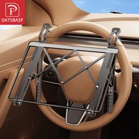 Oatsbasf Metal Car Steering Wheel Laptop Stand Portable Foldable 5-Level Adjustable Laptop Bracket Tablet Holder Car Accessories