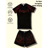 Men's Casual T-shirt And Shorts Set Breathable Polyester Blend Fabric Loose Fit Seasonal Sportswear Comfortable To Wear Clothing