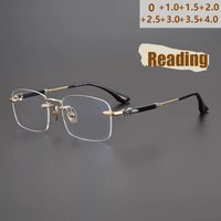 New Retro Frameless Business Frame Hd Reading Glasses Men's Square Frame Anti-blue Light Reading Glasses For Elderly PeopleJH262