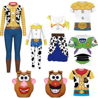 Woody Western Cowboy Costume Family Matching Outfit School Carnival Parade Cosplay Potato Head Halloween Party Jessie Dress Up
