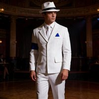 Jackson Performance Cosplay Suit White Striped Blazer Set Stage Show Iconic Bold Concert Tribute Look
