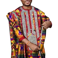 Tenue Africaine Dashiki pour Homme, Robe Agbada NigWin, Ensemble 3 Pièces, Manteau Ajusté, Chemise et Pantalon Abaya Bazin Riche, WYN1640